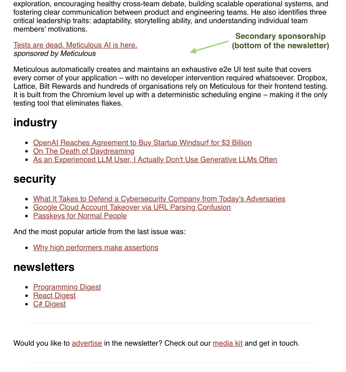 Secondary sponsorship slot in Leadership in Tech